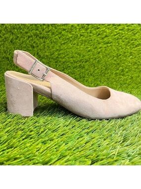 Vionic Blush Pink Suede Slingback Block Heel